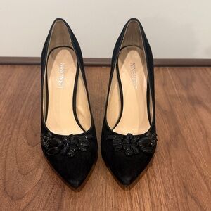 Nine West Black Heels with Embellishments